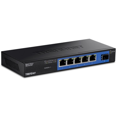 TRENDnet TEG-S51SFP 5-Port Unmanaged Gigabit Ethernet Switch, Gigabit SFP port, wall mountable
